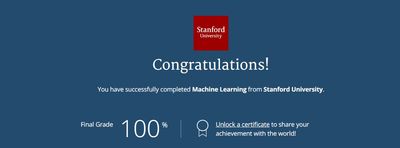 Machine Learning Course cetrtificate